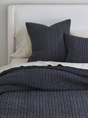 Pottery Barn Honeycomb Duvet Full / Queen + 2 Standard Shams Midnight Blue NWT